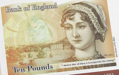 नए दस पाउंड के नोट पर जेन ऑस्टेन - £ 10