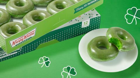krispy kreme st patrick's day हरी कठोर चमकता हुआ डोनट